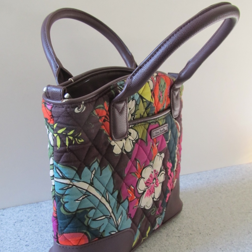 Vera Bradley Quilted and Faux Leather Handbag Shoulder Purse Satchel